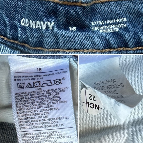 Old Navy High-Rise Loose Wide Leg Distressed Blue Jeans Womens Plus Size 16 NWOT - Picture 7 of 15